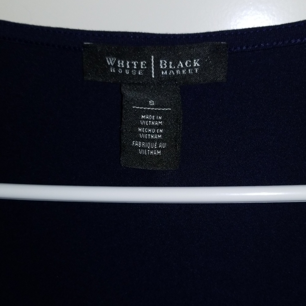 WHBM Beautiful Embellished Navy V-Neck top - Picture 3 of 7